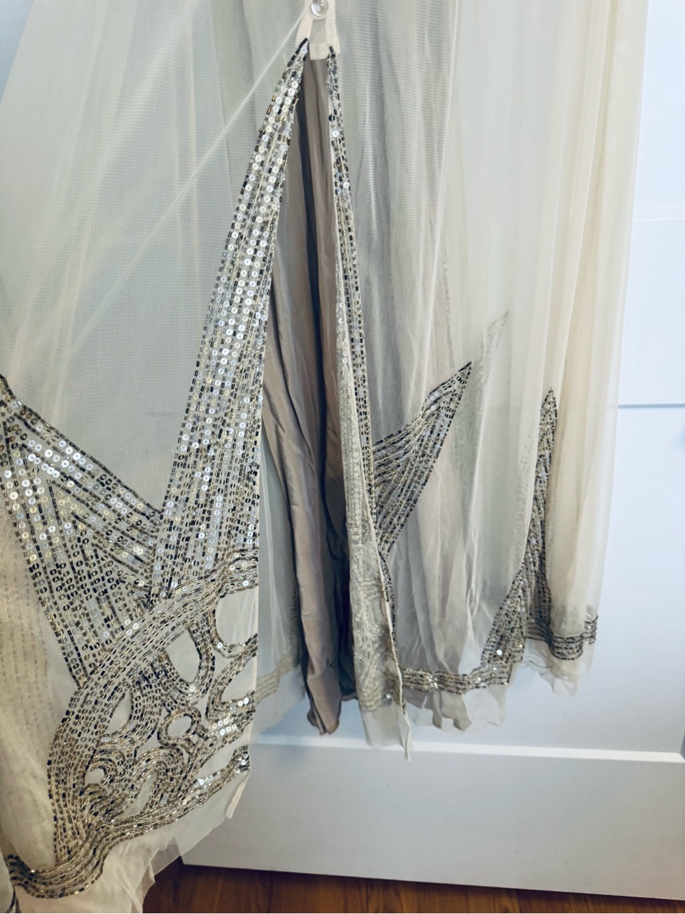 BHLDN Anna Sui Aiguille Cream Silver Vintage Wedding Embellished Gown Dress 0 XS - Picture 7 of 11